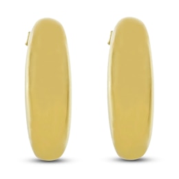 Domed J-Hoop Earrings 14K Yellow Gold 20mm