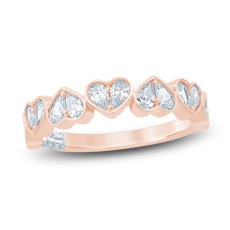 Main Image 1 of Pnina Tornai Pear-Shaped Lab-Created Diamond Hearts Anniversary Ring 3/4 ct tw 14K Rose Gold