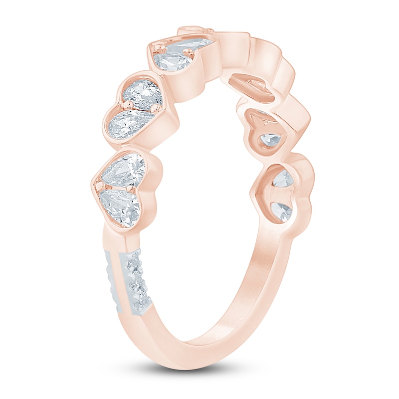 Main Image 2 of Pnina Tornai Pear-Shaped Lab-Created Diamond Hearts Anniversary Ring 3/4 ct tw 14K Rose Gold