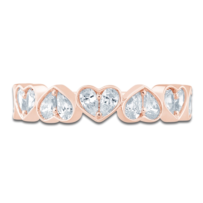 Main Image 3 of Pnina Tornai Pear-Shaped Lab-Created Diamond Hearts Anniversary Ring 3/4 ct tw 14K Rose Gold