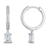 Thumbnail Image 1 of Certified Emerald-Cut Diamond Solitaire Dangle Hoop Earrings 1 ct tw 14K White Gold (I/I1)