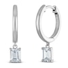 Thumbnail Image 2 of Certified Emerald-Cut Diamond Solitaire Dangle Hoop Earrings 1 ct tw 14K White Gold (I/I1)