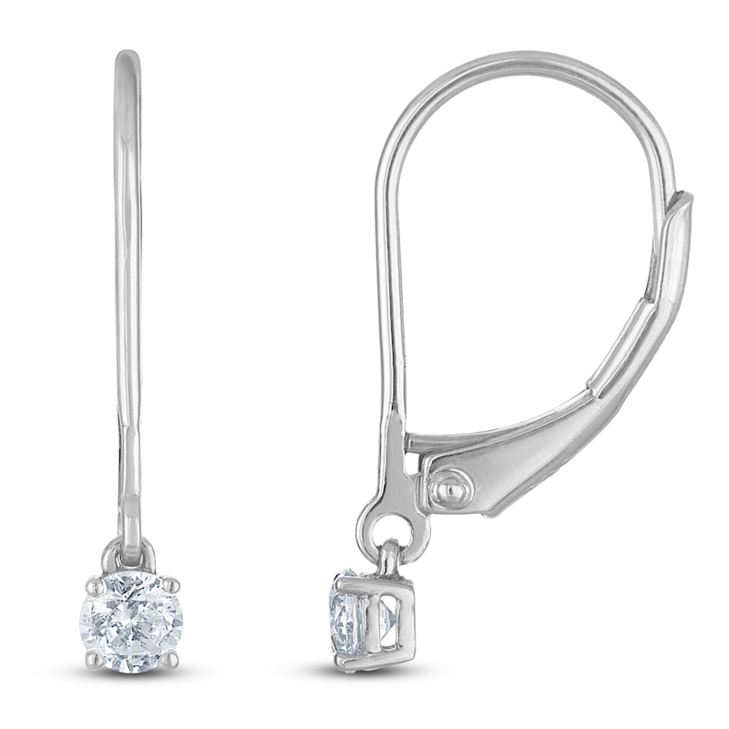 Main Image 1 of Certified Round-Cut Diamond Solitaire Drop Earrings 1/4 ct tw 14K White Gold (I/I1)