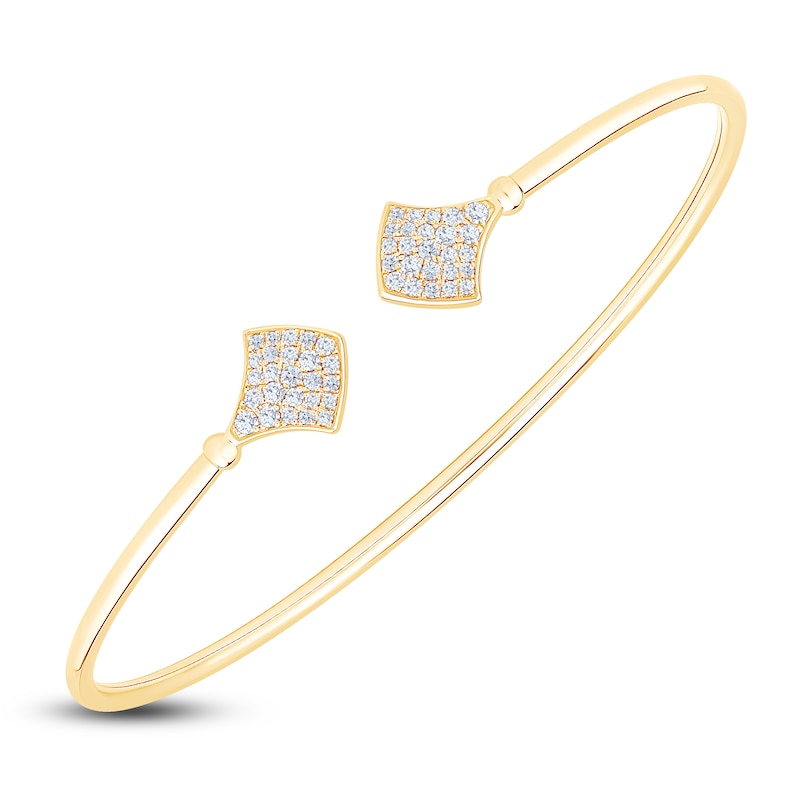 Diamond Open Cuff Bangle Bracelet 3/8 ct tw 14K Yellow Gold