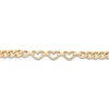 Thumbnail Image 5 of Italia D'Oro Heart Station Curb Chain Bracelet 14K Yellow Gold 7.5&quot;