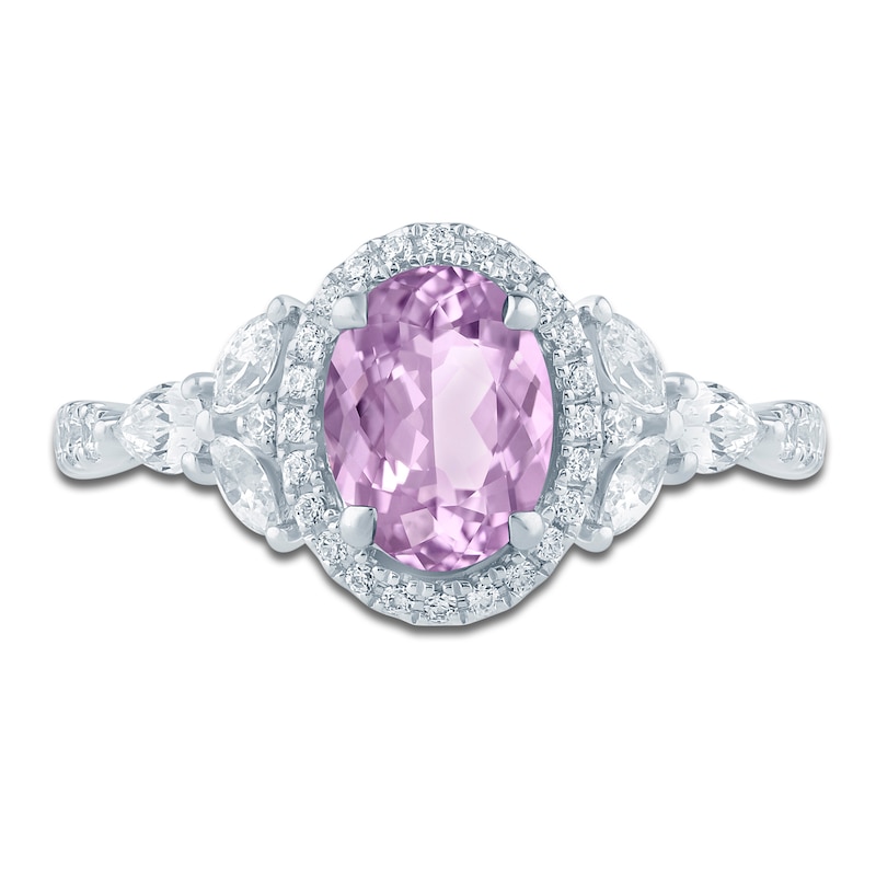 Main Image 3 of Pnina Tornai Oval-Cut Natural Light Amethyst & Diamond Engagement Ring 5/8 ct tw 14K White Gold