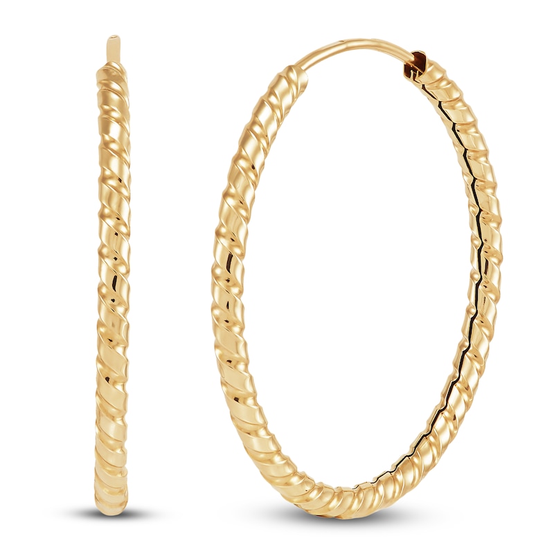 Main Image 2 of Twist-Pattern Endless Hoop Earrings 14K Yellow Gold 23mm