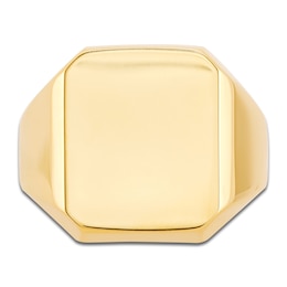 Men's Cushion-Shaped Signet Ring 10K Yellow Gold