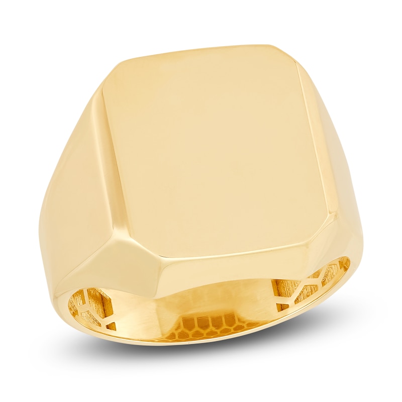 Main Image 2 of Men's Cushion-Shaped Signet Ring 10K Yellow Gold