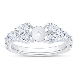 Pear-Shaped & Marquise-Cut Lab-Created Diamond Engagement Ring Setting 1-1/4 ct tw 14K White Gold