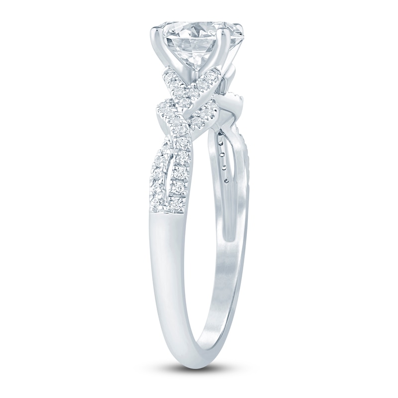 Main Image 2 of Oval-Cut Lab-Created Diamond Twist Shank Engagement Ring 1 ct tw 14K White Gold