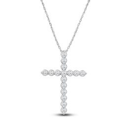 Lab-Created Diamond Cross Necklace 1 ct tw 14K White Gold 18&quot;