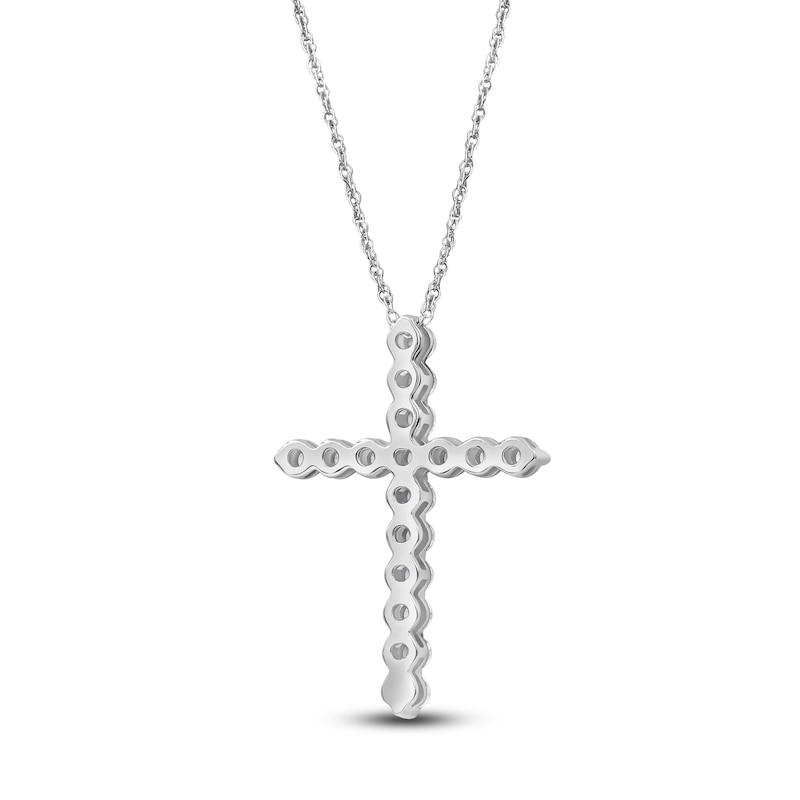 Main Image 4 of Lab-Created Diamond Cross Necklace 1 ct tw 14K White Gold 18&quot;