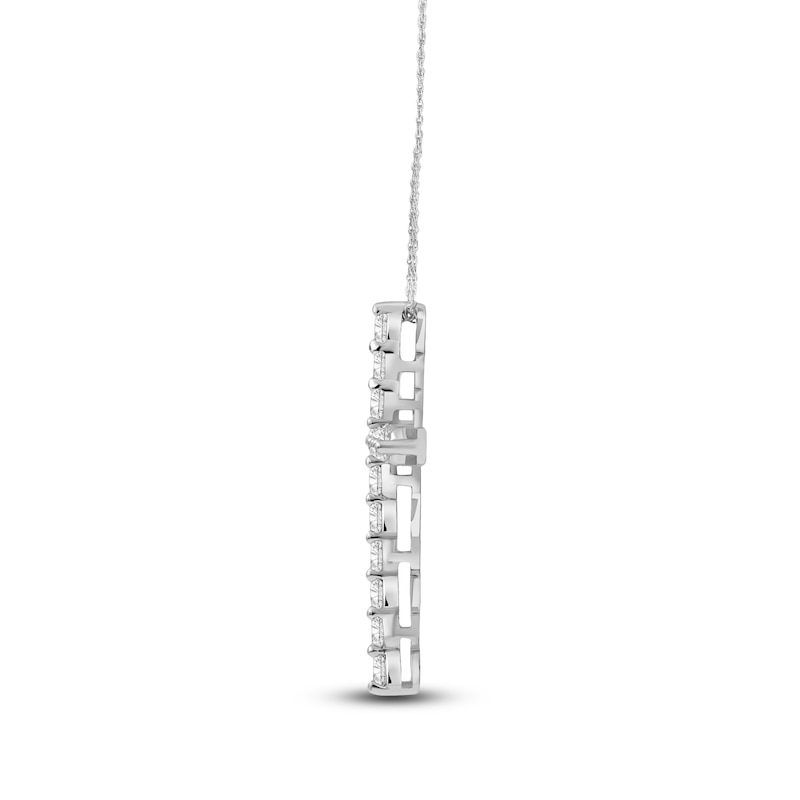 Main Image 5 of Lab-Created Diamond Cross Necklace 1 ct tw 14K White Gold 18&quot;