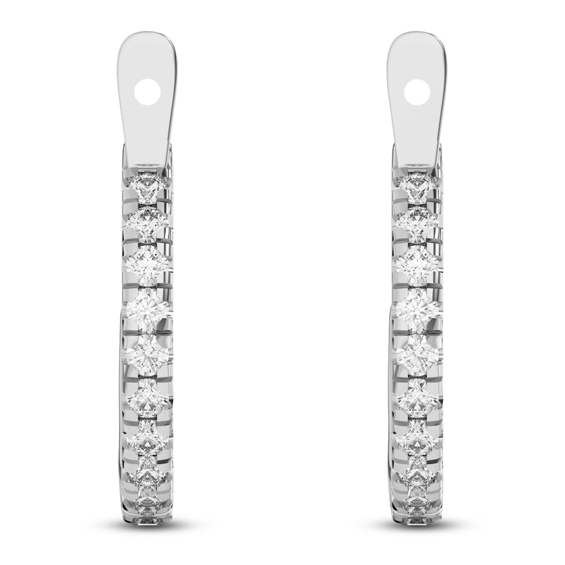 Main Image 6 of Lab-Created Diamond Earring Hoop Jackets 1/3 ct tw 10K White Gold