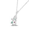 Thumbnail Image 2 of Lab-Created Gemstone Christmas Tree Necklace with Bows Sterling Silver 18&quot;