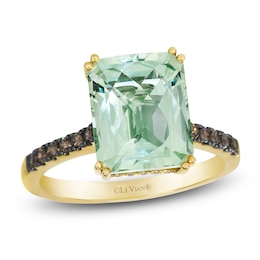 Le Vian Rectangle-Cut Natural Green Quartz & Green Tsavorite Ring 1/3 ct tw Diamonds 14K Honey Gold