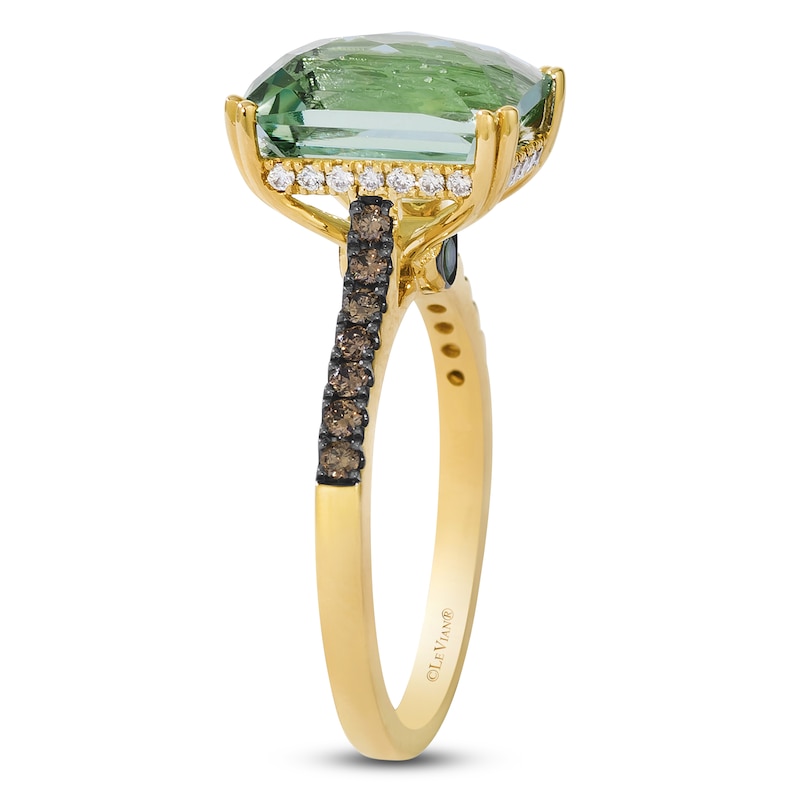 Main Image 2 of Le Vian Rectangle-Cut Natural Green Quartz & Green Tsavorite Ring 1/3 ct tw Diamonds 14K Honey Gold