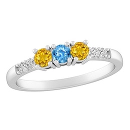 Color Three-Stone Ring