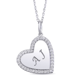 Lab-Created White Sapphire Heart Necklace