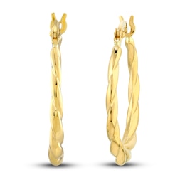 Round Twisted Hoop Earrings 14K Yellow Gold 20mm