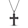 Thumbnail Image 0 of Men's Black Wood Cross Necklace Black Ion-Plated Stainless Steel 24"