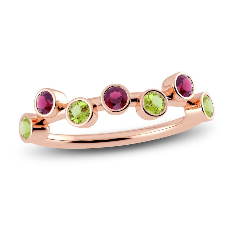 Main Image 1 of Juliette Maison Natural Peridot & Natural Rhodolite Garnet Ring 10K Rose Gold