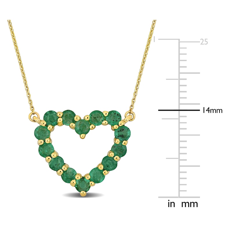 Main Image 2 of Natural Emerald Heart Pendant Necklace 10K Yellow Gold 17&quot;