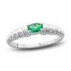 Thumbnail Image 1 of Natural Emerald Oval Ring 14K White Gold