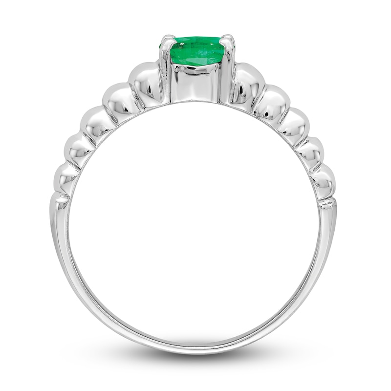 Natural Emerald Oval Ring 14K White Gold | Jared