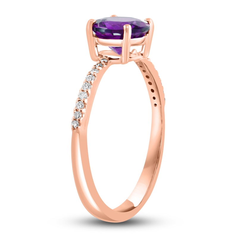 LALI Jewels Natural Amethyst Engagement Ring 1/15 ct t Diamonds 14K ...