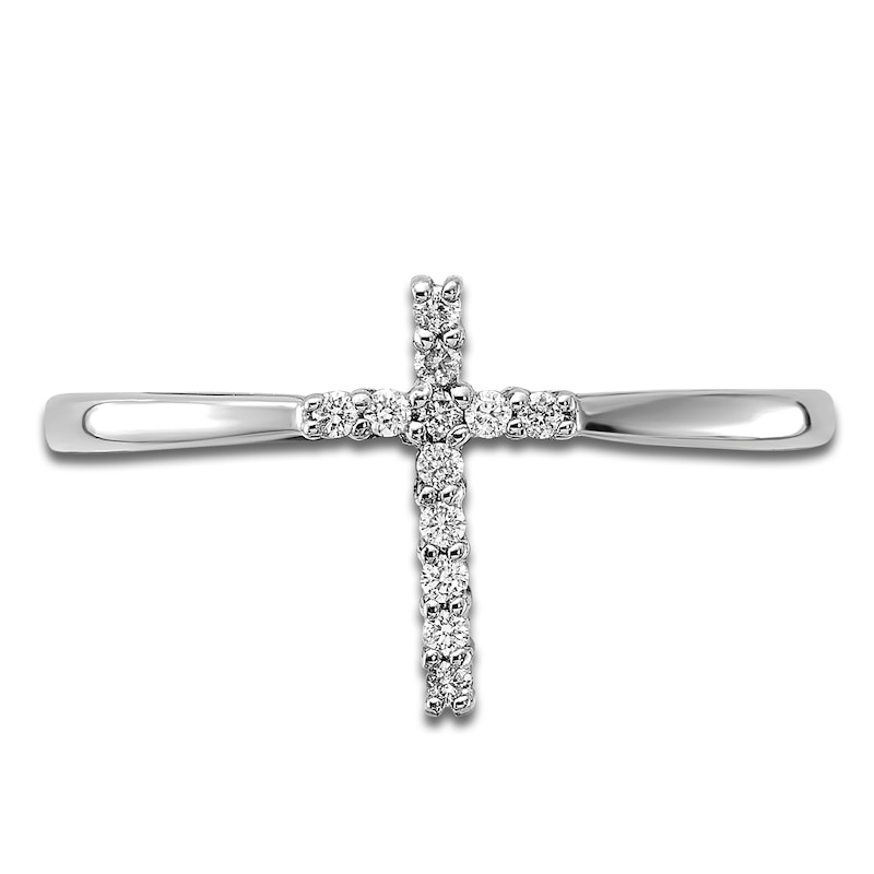 Main Image 2 of Diamond Cross Ring 1/15 ct tw Round 14K White Gold