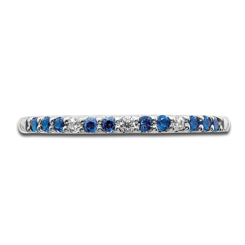 Main Image 3 of Natural Blue Sapphire Ring 1/20 ct tw Diamonds 14K White Gold