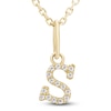 Thumbnail Image 1 of Diamond Initial S Pendant Necklace 1/20 ct tw Round 10K Yellow Gold 18&quot;