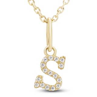 Diamond Initial S Necklace 1/20 ct tw Round-cut 10K White Gold