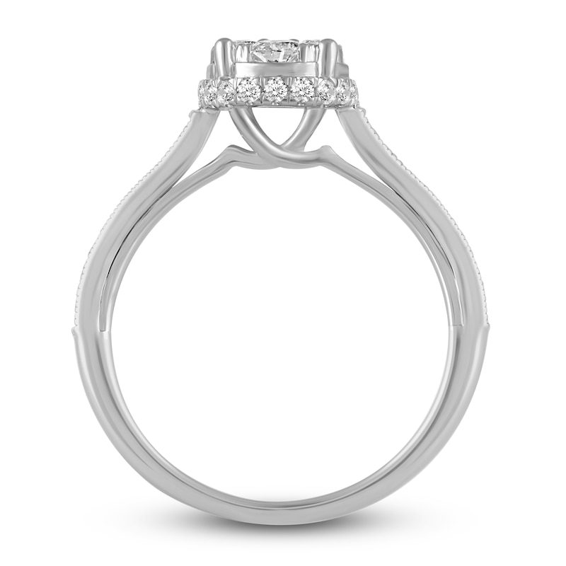 Main Image 2 of Diamond Halo Engagement Ring 3/4 ct tw Round 14K White Gold