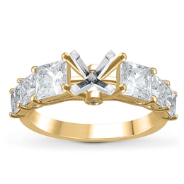 Lab-Created Diamond Engagement Ring 2-1/2 ct tw Princess/Round 14K Yellow Gold