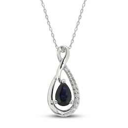 Natural Blue Sapphire Necklace 1/20 ct tw 14K White Gold 18&quot;