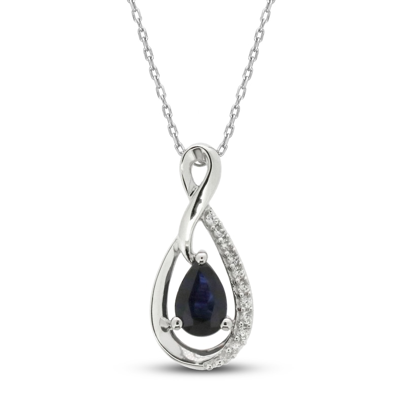 Main Image 1 of Natural Blue Sapphire Necklace 1/20 ct tw 14K White Gold 18&quot;