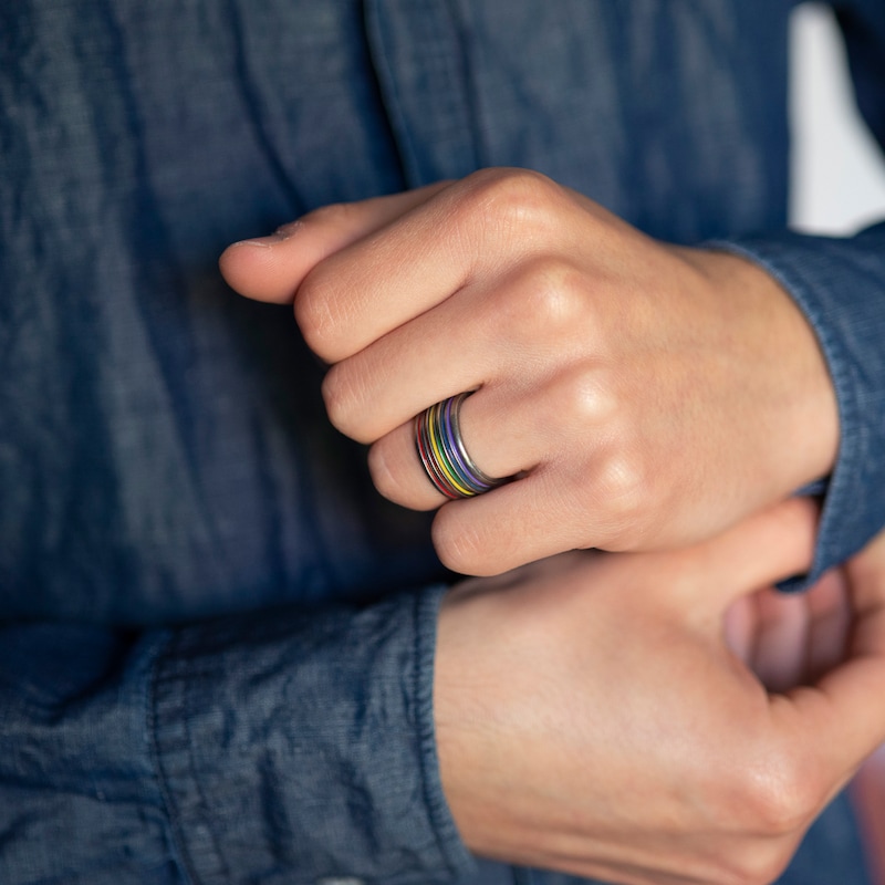 Main Image 3 of Marco Dal Maso Acies Wide Pride Ring Multi-Colored Enamel Sterling Silver