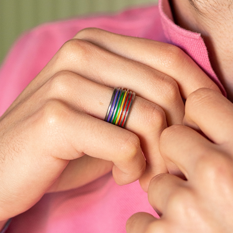 Main Image 4 of Marco Dal Maso Acies Wide Pride Ring Multi-Colored Enamel Sterling Silver