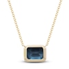 Thumbnail Image 2 of Natural London Blue Topaz Necklace 1/20 ct tw Round 14K Yellow Gold 18"