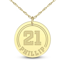 High-Polish Personalized Name & Number Pendant Necklace 14K Yellow Gold 22&quot;