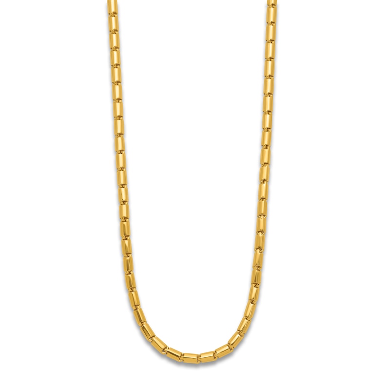 Main Image 2 of High-Polish Barrel Chain Necklace 24K Yellow Gold 24&quot; 3.2mm