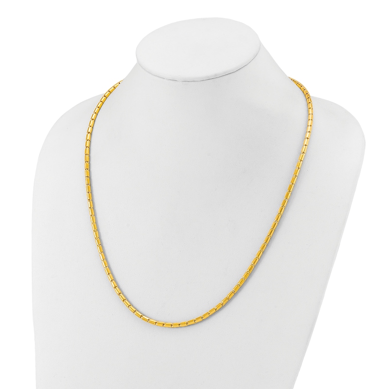 Main Image 3 of High-Polish Barrel Chain Necklace 24K Yellow Gold 24&quot; 3.2mm