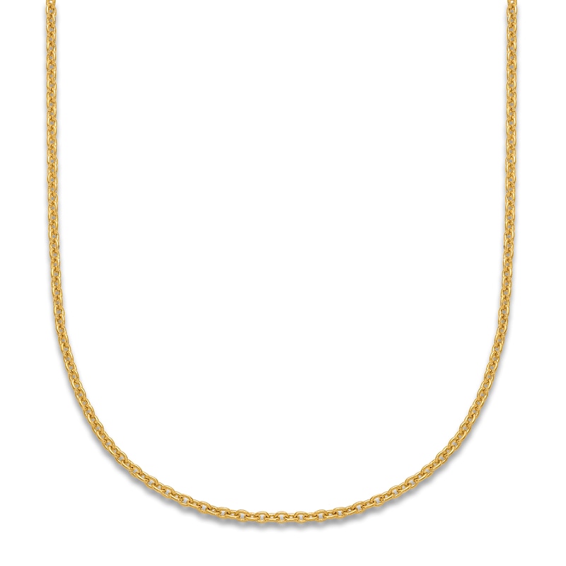 High-Polish Cable Chain Necklace 24K Yellow Gold 16" 1.3mm