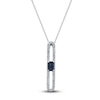 Thumbnail Image 0 of Rectangle-Cut Natural Blue Sapphire & Diamond Pendant  Necklace 1/4 ct tw 14K White Gold 18"