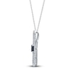 Thumbnail Image 1 of Rectangle-Cut Natural Blue Sapphire & Diamond Pendant  Necklace 1/4 ct tw 14K White Gold 18"