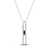 Thumbnail Image 2 of Rectangle-Cut Natural Blue Sapphire & Diamond Pendant  Necklace 1/4 ct tw 14K White Gold 18"