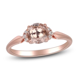 Natural Morganite & Diamond Engagement Ring 1/20 ct tw 14K Rose Gold